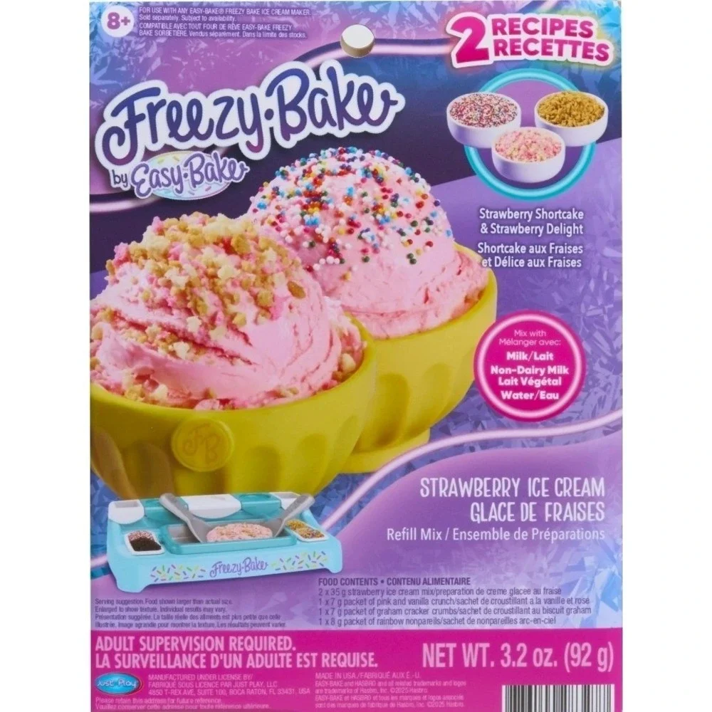 Easy Bake Freezy Ice Cream Refill‎ Mix 2 Pack Chocolate S'mores & Strawberry New